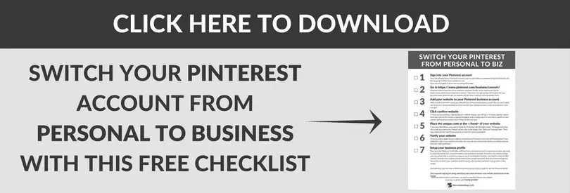 Switch your Pinterest from personal to business - promo