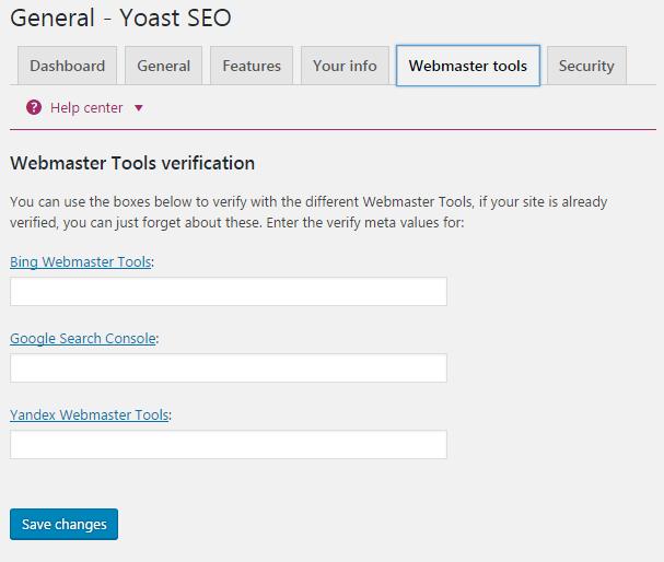 Yoast - Search Console Code