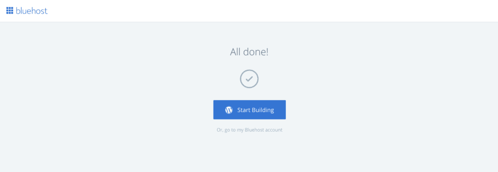 success page for blue host