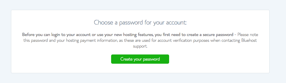blue host password setup