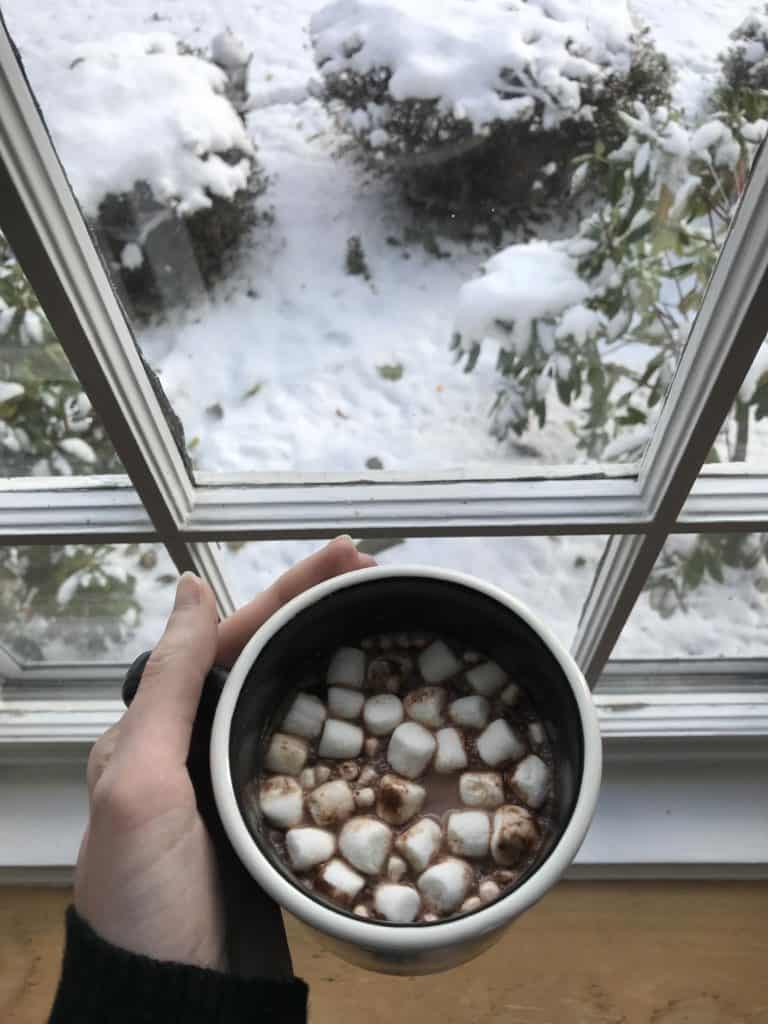 Hot chocolate winter scene - TheContentBug