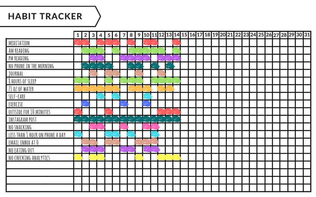habit tracker sample from Big Plans planner created by Cathrin Manning